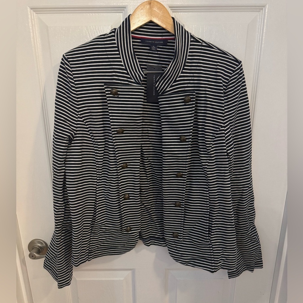 Tommy Hilfiger Navy, White & Red Striped Polo Blazer